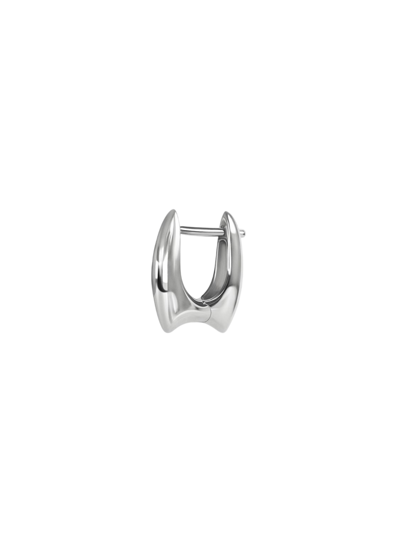 Debaser hoop earring, fluid, sterling silver and white gold